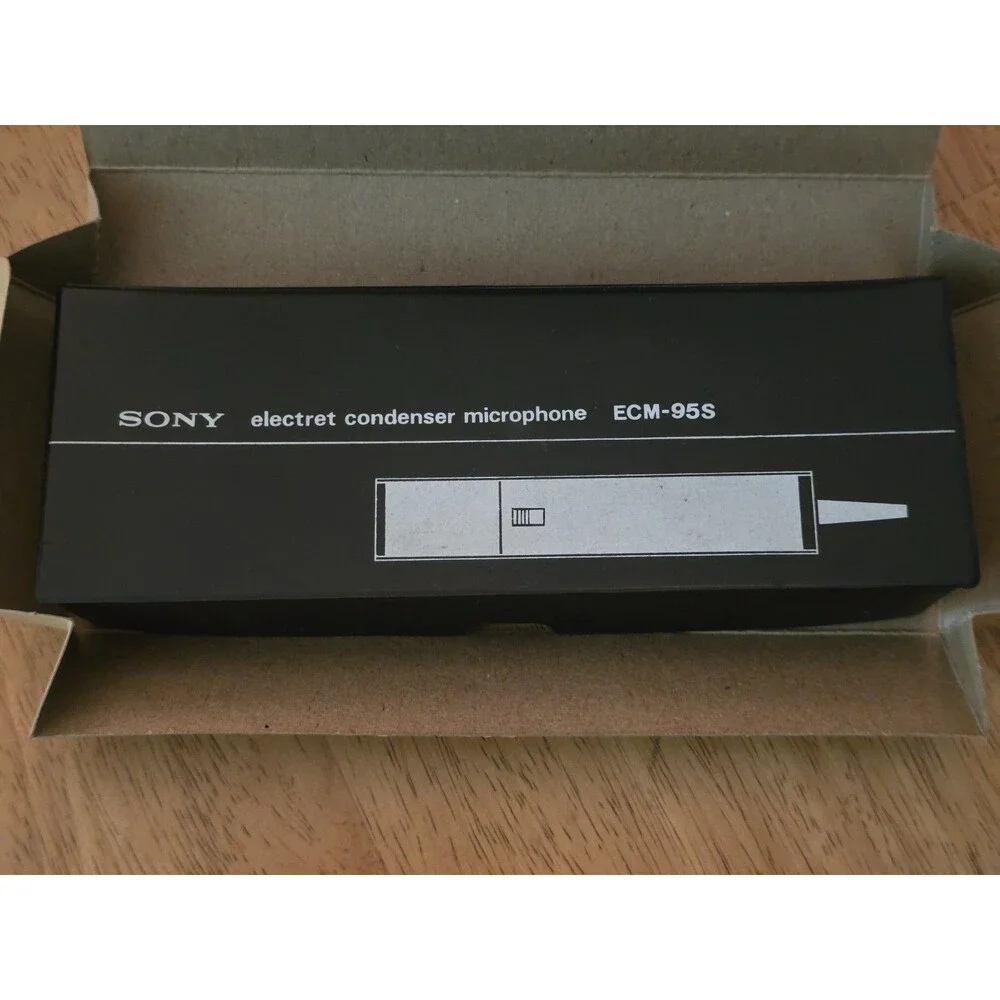 Vintage Sony ECM-95S Electret Condenser Microphone w/ Case Sleeve JAPAN - TESTED
